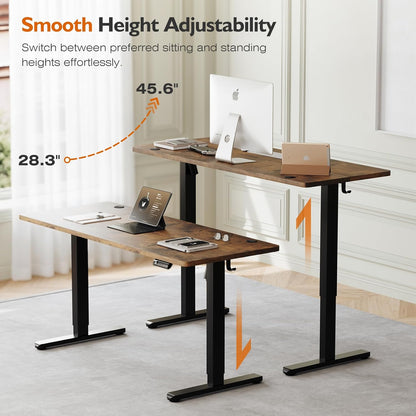 Electric Standing Desk 55X24 Inches，Height Adjustable Sit Stand up Desk for Home Office, Ergonomic Computer Workstation with 178LBS Load Capacity & Quiet Motor, Two-Piece Desktop, Rustic Brown